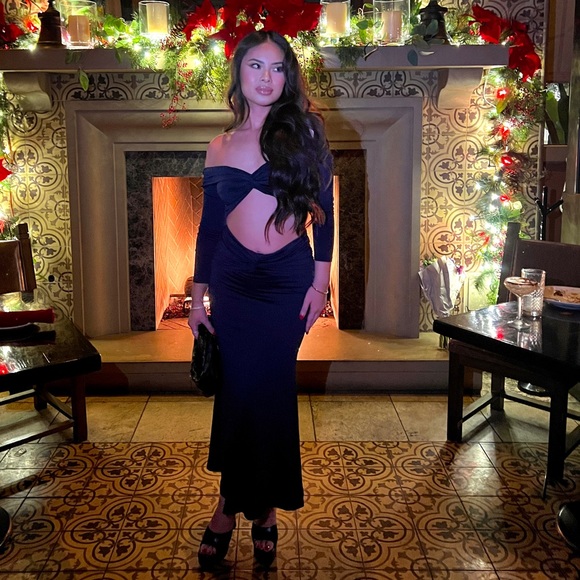 2 piece - navy blue top & maxi skirt w/ back slit - Picture 1 of 3